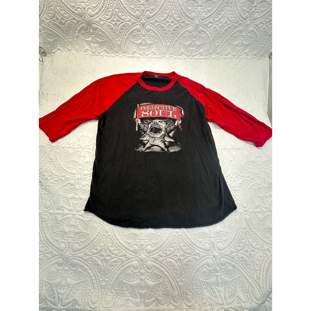 Collective Soul Band Shirt Mens XL Black Red‎ Raglan 3/4 Sleeve Discography Tee